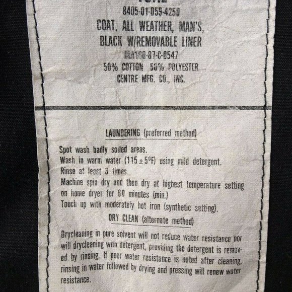 1987 Vintage Long US Military Army RAINCOAT Trench Coat Mens 40XL Black - Picture 8 of 10